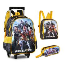 Free fire kit escolar com mochila lancheira e estojo