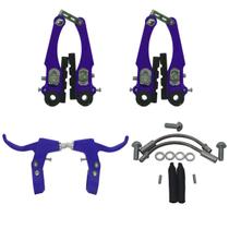 Freio V-brake Ferro/Nylon com Manete Nylon Azul Freio V-brake Ferro/Nylon com Manete Nylon Azul