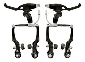 Freio V-brake Para Bike Com Manete Alumínio Preto Logan Freio V-brake Para Bike Com Manete Alumínio Preto Logan