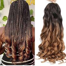 French Curl Braiding Hair YUUYEE 35 cm Curly, 8 pacotes, preto