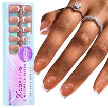 French Tip Nails batrboxnails XCOATTIPS Short Square Brown
