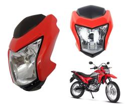 Frente Do Farol Vermelho Honda Nxr 160 Bros Ano 2015 Até 2018 Farol Bloco Ótico + Carenagem Frontal Pintada - FOCO