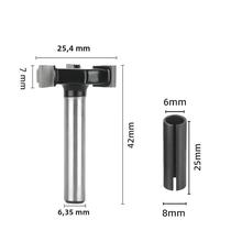 Fresa Para Carpintaria Em Forma De T, Haste 1/4, Faca De Limpeza Inferior, Cortador De Entalhe