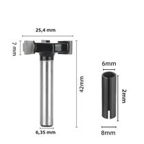 Fresa para Carpintaria em T com Haste de 1/4" - Faca de Limpeza Inferior e Cortador de Entalhe