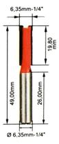 Fresa Reta 1/4 Haste 1/4 Corte Duplo Metal Duro Para Tupia