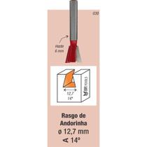 Fresa Tupia Encaixe ( Rabo De Andorinha ) 12,7mm Haste 6mm Fresa Tupia Encaixe ( Rabo De Andorinha ) 12,7mm Haste 6mm