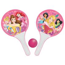 Frescobol Princesas Disney Infantil Com Duas Raquetes E Bola Rosa Para Praia
