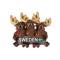 Fridge Magnet Sweden 3D Resin Moose Family com bandeira sueca Fridge Magnet Sweden 3D Resin Moose Family com bandeira sueca
