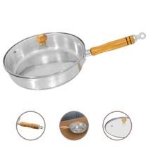 Frigideira 20 Cm Aluminio Fundido Polido Tampa De Vidro