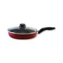 Frigideira 24cm com tampa de Vidro Magnifica Alumi-Aço linha PREMIUM J4TECH Alumínio Antiaderente Ultra Resistente Vermelho