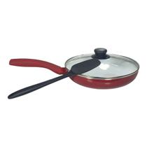 Frigideira 24cm Indução Antiaderente + Tampa 24cm + Espátula