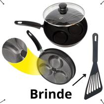 Frigideira 3 Ovos/hamburgueres Antiaderente Tampa de Vidro N22 Mais Espatula.