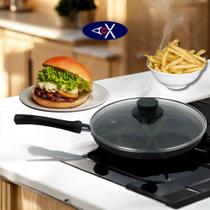 Frigideira 4 em 1 Antiaderente Com Tampa Multifuncional Divisórias Ovos Hamburguer Panquecas