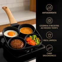 Frigideira 4 em 1 Antiaderente Egg Hambúrguer Bacon Salsicha Indução Café Da Manhã Cozinha Casa