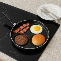 Frigideira 4 em 1 Antiaderente Ovos Hambúrguer Panela Grelha Fritar Grelha Preta Divisória Cozinha