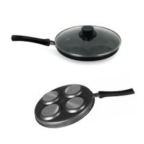 Frigideira 4 em 1 com Tampa Ovos Hamburger Antiaderente