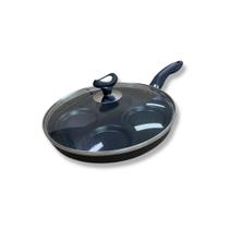 Frigideira 4 Ovos Hamburgueres Com Tampa de Vidro Alumi-Aço Linha Premium J4TECH Alumínio Antiaderente Teflon Ultra Resistente