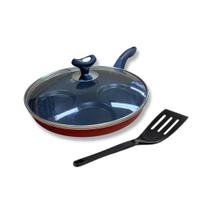 Frigideira 4 Ovos Hamburgueres Com Tampa de Vidro Vermelha Linha Premium J4TECH Alumínio Antiaderente Teflon Ultra Resistente Frigideira 4 Ovos Hamburgueres Com Tampa de Vidro Vermelha Linha Premium J4TECH Alumínio Antiaderente Teflon Ultra Resistente