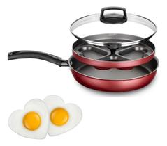 Frigideira 4 Ovos Poché Multiuso Tampa Panela Antiaderente