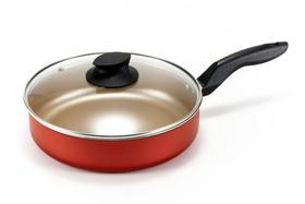 Frigideira aa cereja e bege c/ tampa de vidro Frigideira aa cereja e bege c/ tampa de vidro