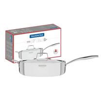 Frigideira aço inox linha grano cromado brilhante resistente