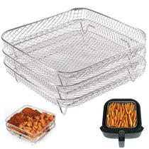 Frigideira Air Fryer BYKITCHEN, 20 cm de aço inoxidável quadrado, conjunto de 3 Frigideira Air Fryer BYKITCHEN, 20 cm de aço inoxidável quadrado, conjunto de 3
