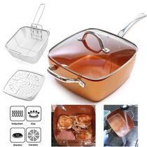 Frigideira alemã de cobre 24cm cor de cobre Caçarola Antiderrapante