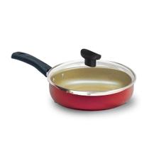 Frigideira Alta 18 cm Teflon Antiaderente com Tampa de Vidro
