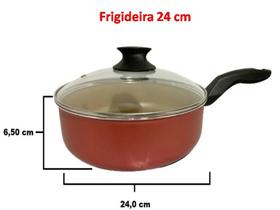 Frigideira Alta Antiaderente 24 cm Tampa de Vidro Panela Grande Teflon Frigideira Alta Antiaderente 24 cm Tampa de Vidro Panela Grande Teflon