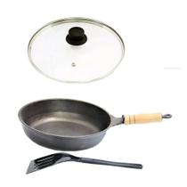 Frigideira Alta Antiaderente Cabo Tampa Vidro 24cm Espátula Frigideira Alta Antiaderente Cabo Tampa Vidro 24cm Espátula