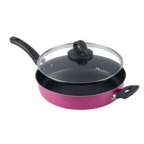 Frigideira Alta Antiaderente Tampa Vidro 24cm Rosa Nacional