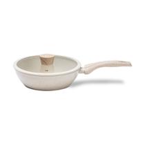 Frigideira Alta com Tampa e Indução 24 cm 2,3 L Revestimento Antiaderente Mineral Resist Cor Vanilla Linha Ceramic Life