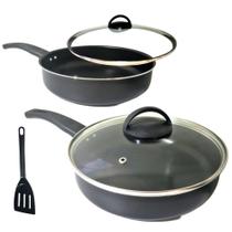 Frigideira Alta Funda 18cm E 22cm C/ Tampa de Vidro Antiaderente Frigideira Alta Funda 18cm E 22cm C/ Tampa de Vidro Antiaderente