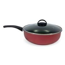 FRIGIDEIRA ALTA FUNDA WOK ANTIADERENTE Nº 26 CEREJA C/ PRETO TAMPA DE VIDRO
