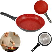 Frigideira Alumínio Antiaderente 28 cm Fogão Elétrico Gás Indução Vitrocerâmico Cor Vermelha