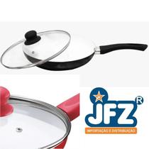 Frigideira aluminio c/ revestimento ceramica e tampa em vidro 28 cm - JFZ IMPORT