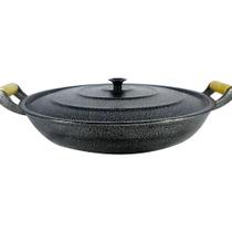 Frigideira Alumínio Craqueada Alça Madeira Preta 36cm