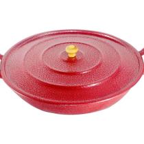 Frigideira Alumínio Craqueada Alça Madeira Vermelha 36cm