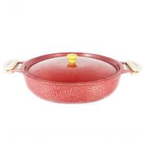 Frigideira Alumínio Craqueada Alça Meia Lua 36Cm Vermelho