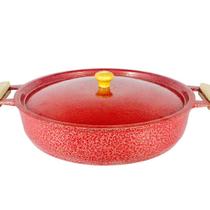 Frigideira Alumínio Craqueada Alça Meia Lua Vermelha 26cm