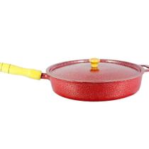 Frigideira Alumínio Craqueada Cabo de Madeira Vermelha 20cm
