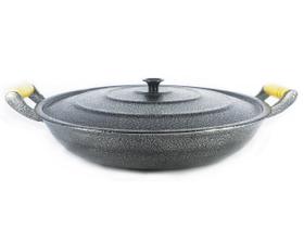Frigideira Alumínio Fundido Craqueada Alça Madeira Trad 36cm