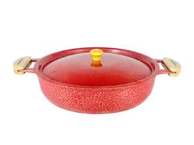 Frigideira Alumínio Fundido Craqueada Alça Meia Lua Vermelha 30cm