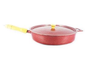 Frigideira Alumínio Fundido Craqueada Cabo De Madeira 28cm