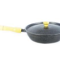 Frigideira Alumínio Fundido Craqueada Cabo de Madeira 28cm