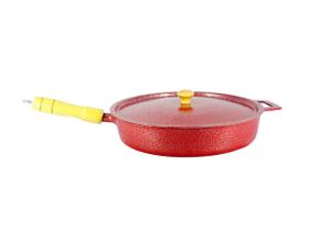 Frigideira Alumínio Fundido Craqueada Cabo de Madeira Vermelha 24cm Frigideira Alumínio Fundido Craqueada Cabo de Madeira Vermelha 24cm