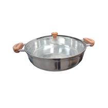 Frigideira Alumínio Polido Alça De Madeira 30 cm Com Tampa De Vidro Frigideira Alumínio Polido Alça De Madeira 30 cm Com Tampa De Vidro