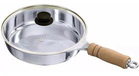 Frigideira Alumínio Polido Cabo e Pomel de Baquelite 24 Cm Tampa De Vidro Frigideira Alumínio Polido Cabo e Pomel de Baquelite 24 Cm Tampa De Vidro