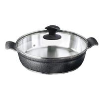 Frigideira Alumínio Usinado Preto Craqueado Tampa Vidro 30CM Javali AA Frigideira Alumínio Usinado Preto Craqueado Tampa Vidro 30CM Javali AA