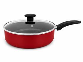 Frigideira Antiaderente 24 cm com Tampa de Vidro -